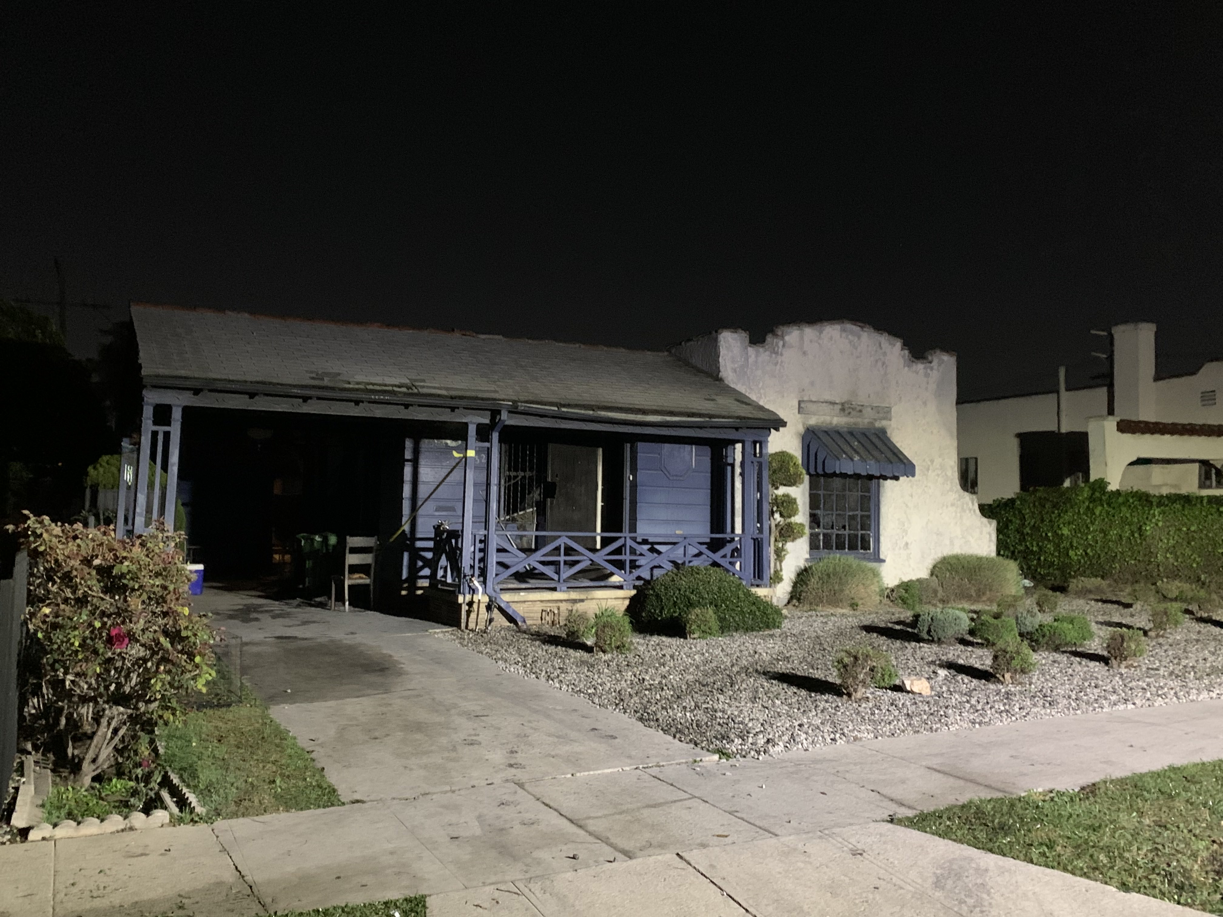 Front of burned home