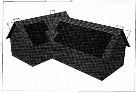 Gable roof with a valley and solar panels