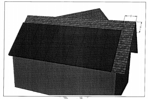 Gable roof with solar panels showing required space at the ridge